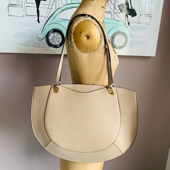 Ulla Johnson Mira Half Moon Leather Shoulder Bag/Tote in Sand - Picture 2 of 13